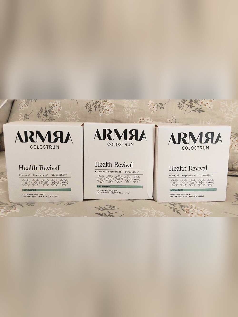 ARMRA Colostrum Health Revival Jars, set of 3, 4.5oz each, New in box